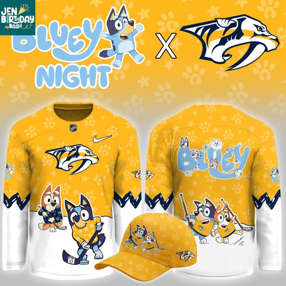 Nashville Predators Bluey Christmas Night 2025 Gameday Personalized Hockey Jersey