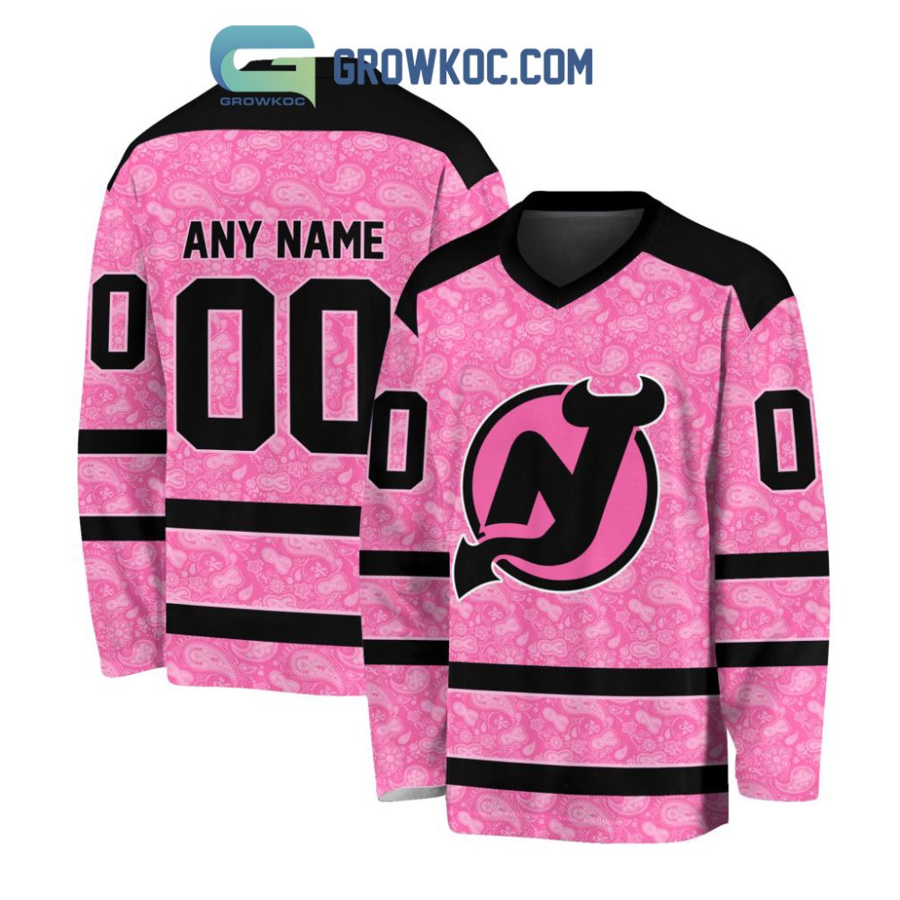 New Jersey Devils Nhl Special Pink Breast Cancer Hockey Jersey Long Sleeve